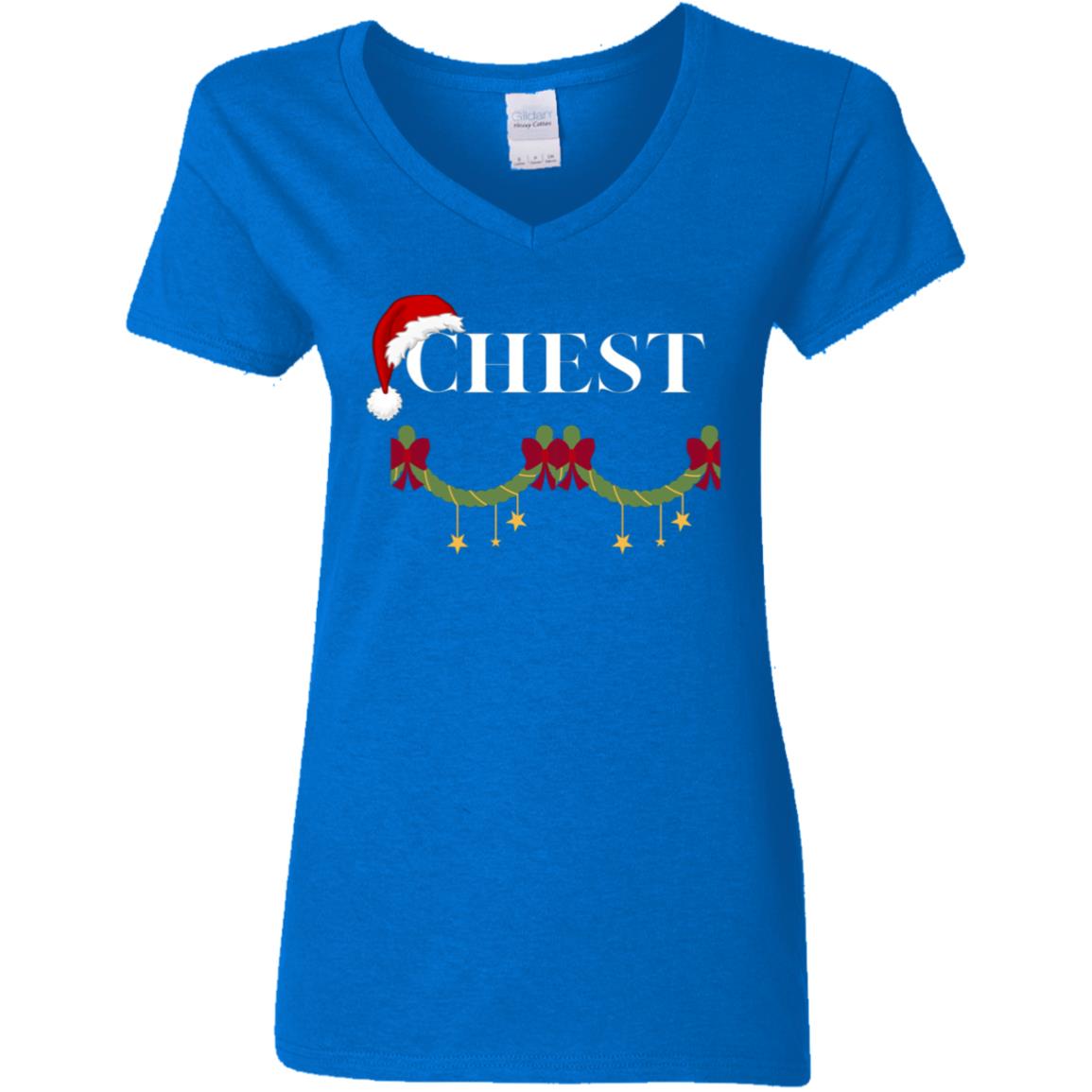 CHEST -- Ladies' 5.3 oz. V-Neck T-Shirt