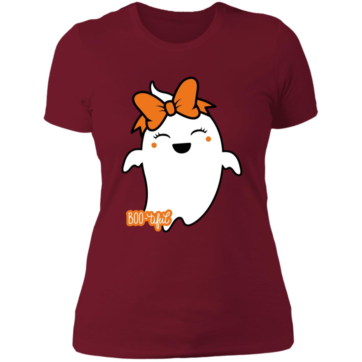 Boo-tiful Ghost with Bow -- Ladies' Boyfriend T-Shirt