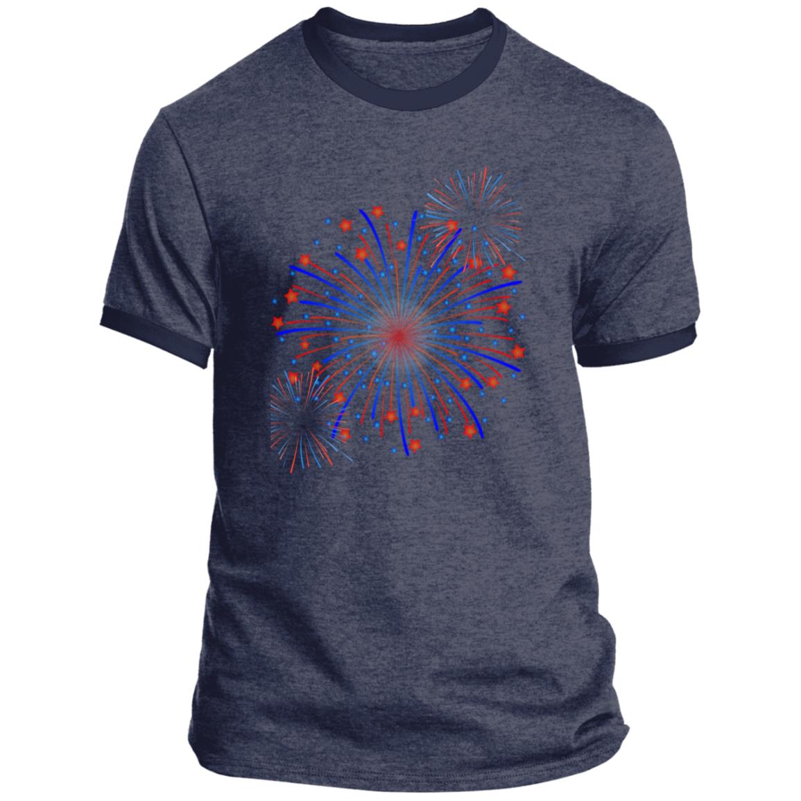 4th of July Fireworks (1) CLOSEOUT - -Ringer Tee