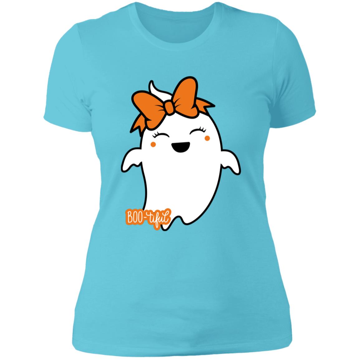 Boo-tiful Ghost with Bow -- Ladies' Boyfriend T-Shirt