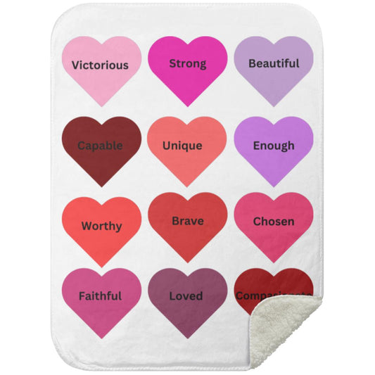 Positive hearts black MSHS Premium Sherpa Blanket 30x40