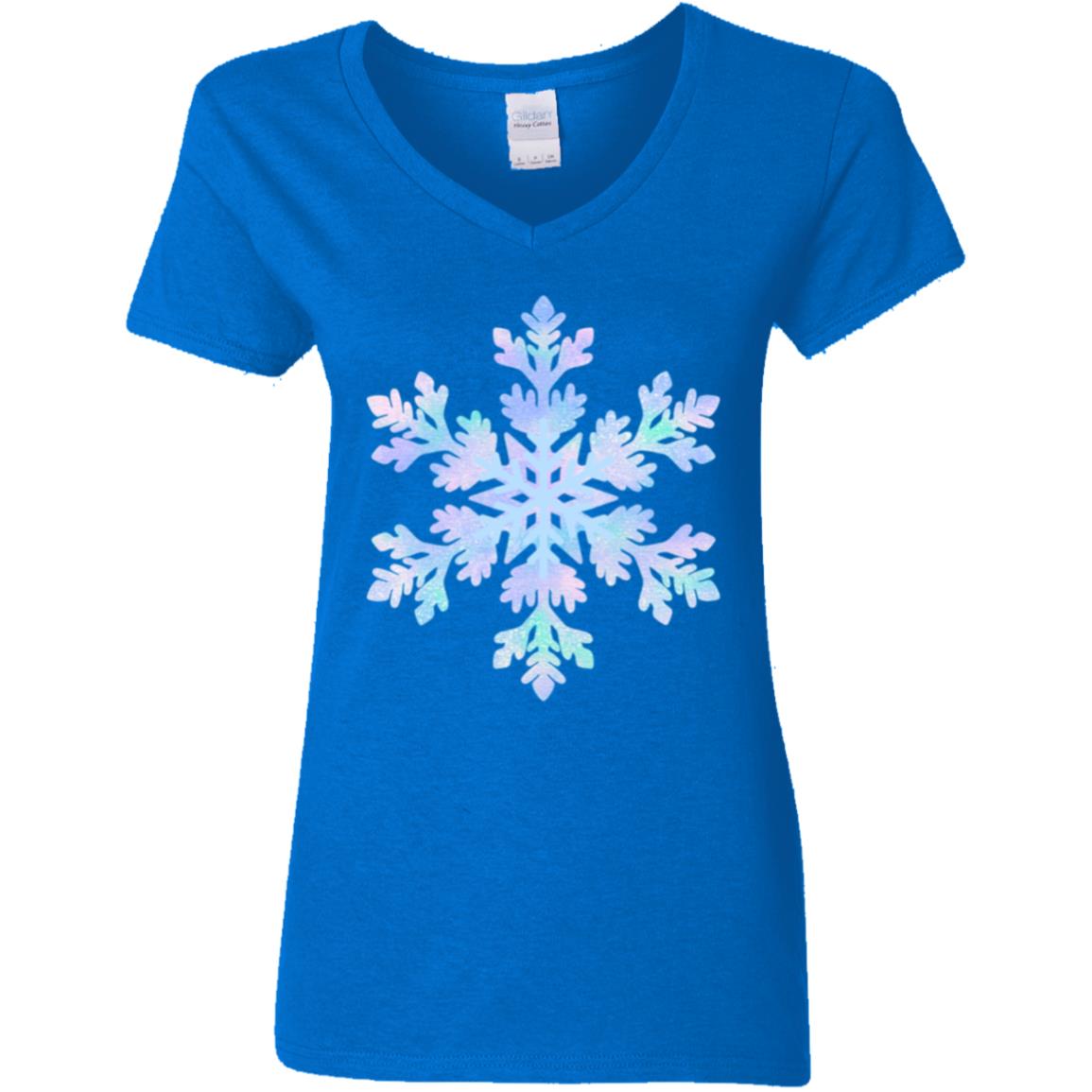 Snowflake blue and purple -- Ladies' 5.3 oz. V-Neck T-Shirt