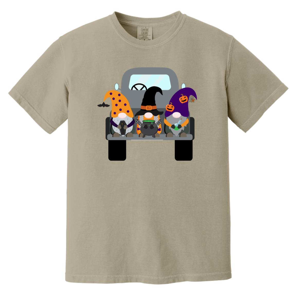 Halloween Gnomes in a Truck CC1717 Heavyweight Garment-Dyed T-Shirt