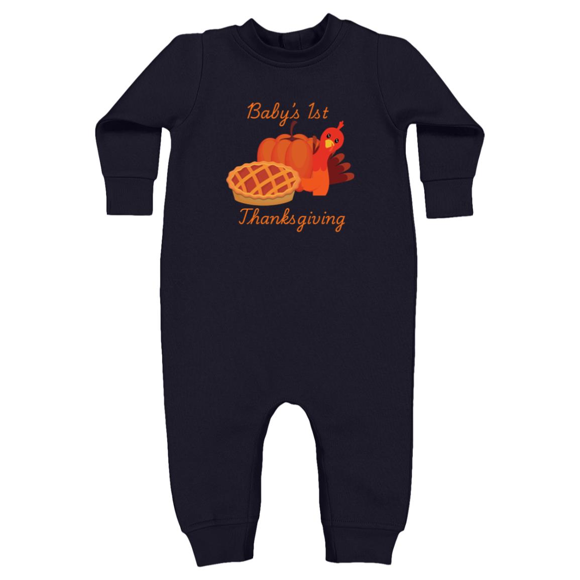 Baby’s 1st Thanksgiving Turkey -- Rabbit Skins Infant Fleece One-Piece Bodysuit