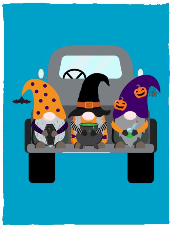 Halloween Gnomes in a Truck VPS Cozy Plush Fleece Blanket - 30x40