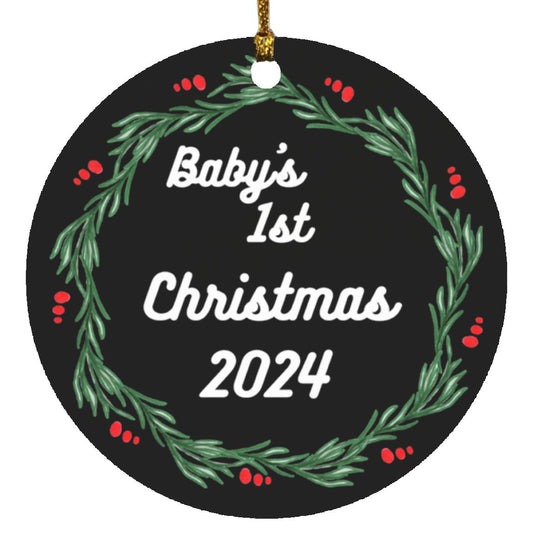 Baby’s 1st Christmas Wreath 2024 -- Circle Ornament