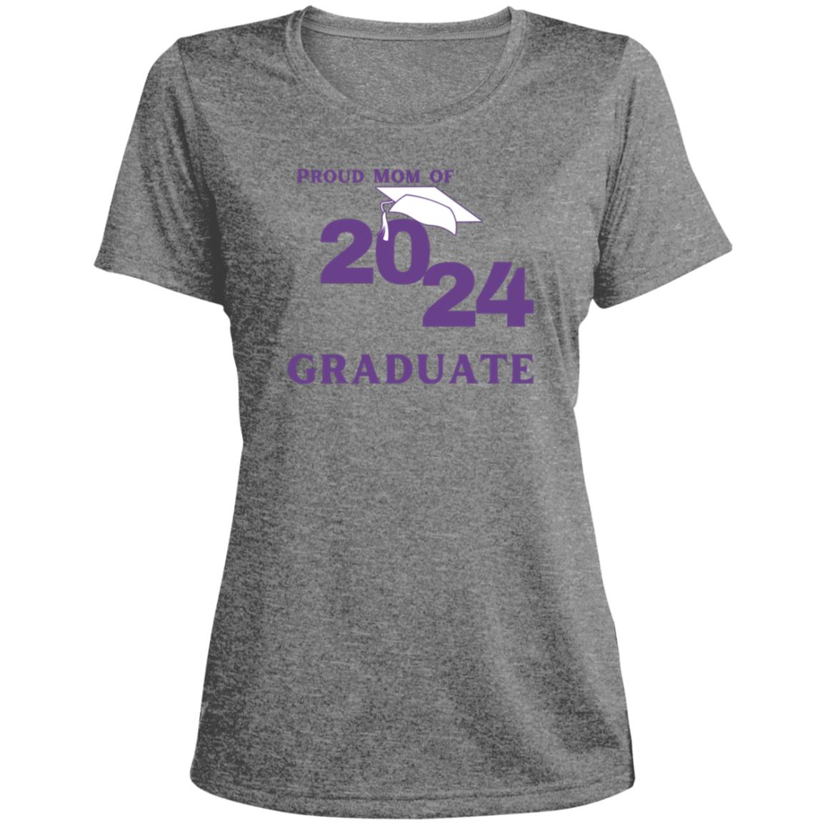 Proud Mom -- Graduate 2024 -- Ladies' Heather Scoop Neck Performance Tee