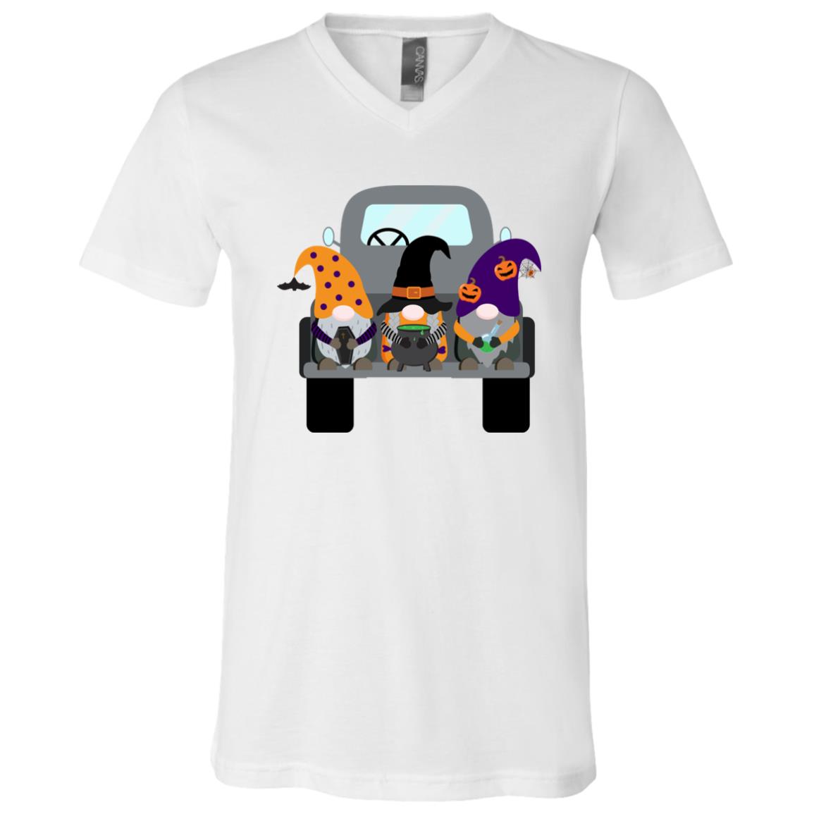 Halloween Gnomes in a Truck 3005 Unisex Jersey SS V-Neck T-Shirt