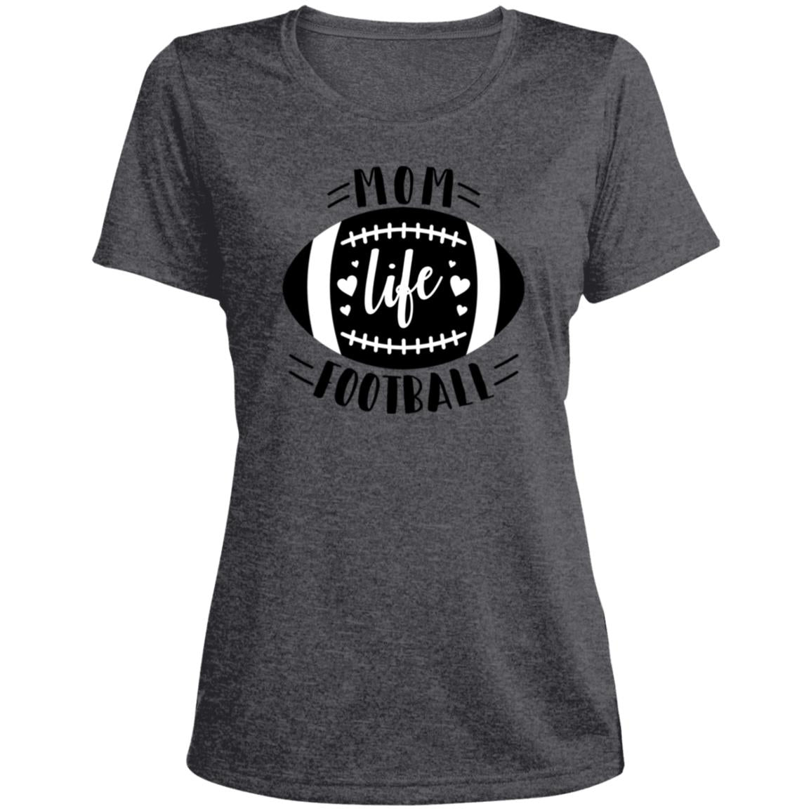 Football My Life CLOSEOUT -- Ladies' Heather Scoop Neck Performance Tee