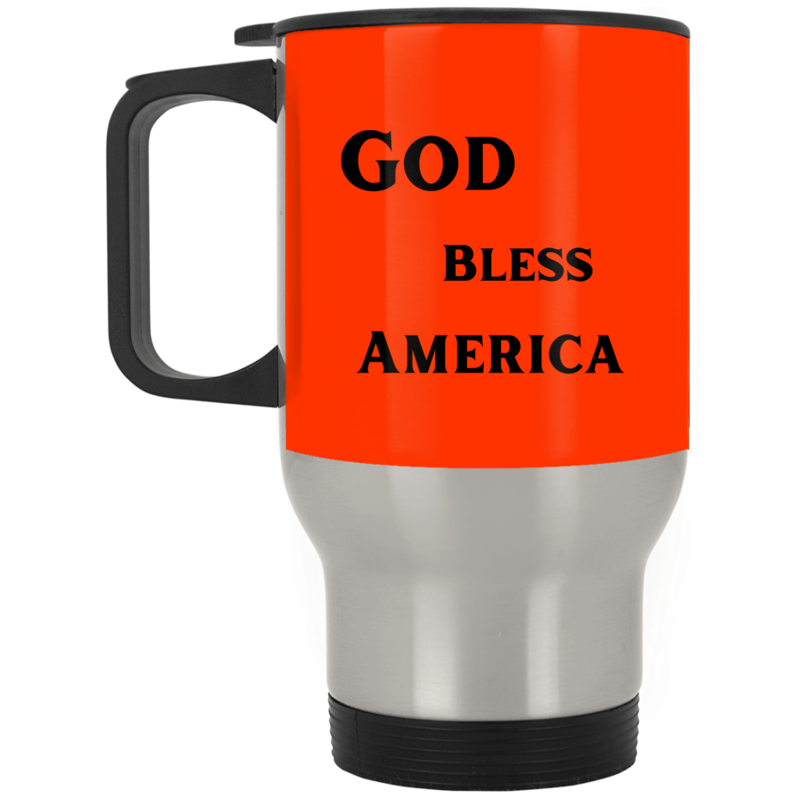 God Bless America Black (1) XP8400S Silver Stainless Travel Mug