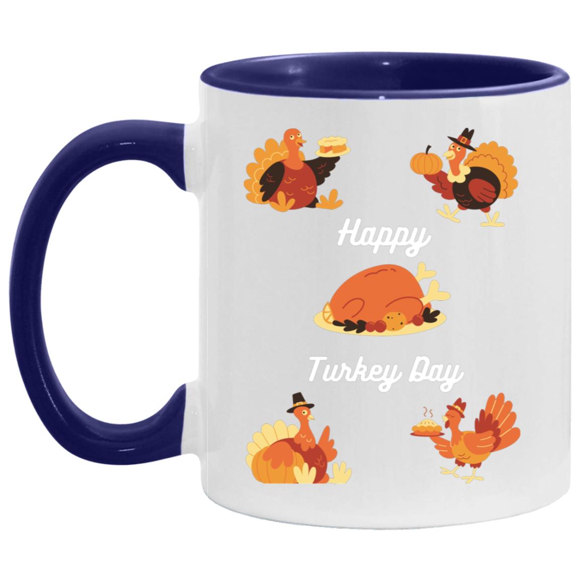 Happy Turkey Day white letters AM11OZ 11oz Accent Mug