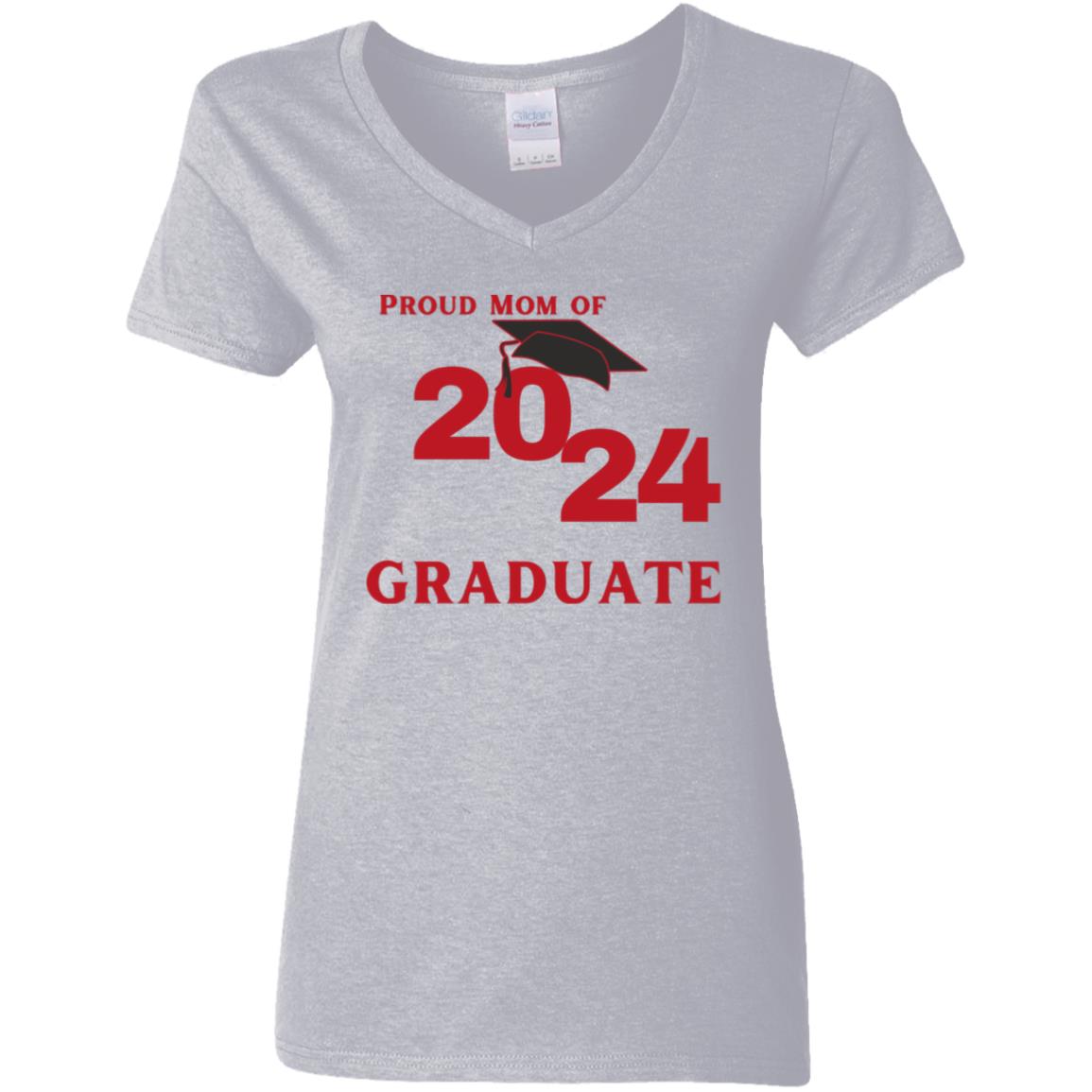 Proud Mom -- Graduate 2024 -- Ladies' V-Neck T-Shirt