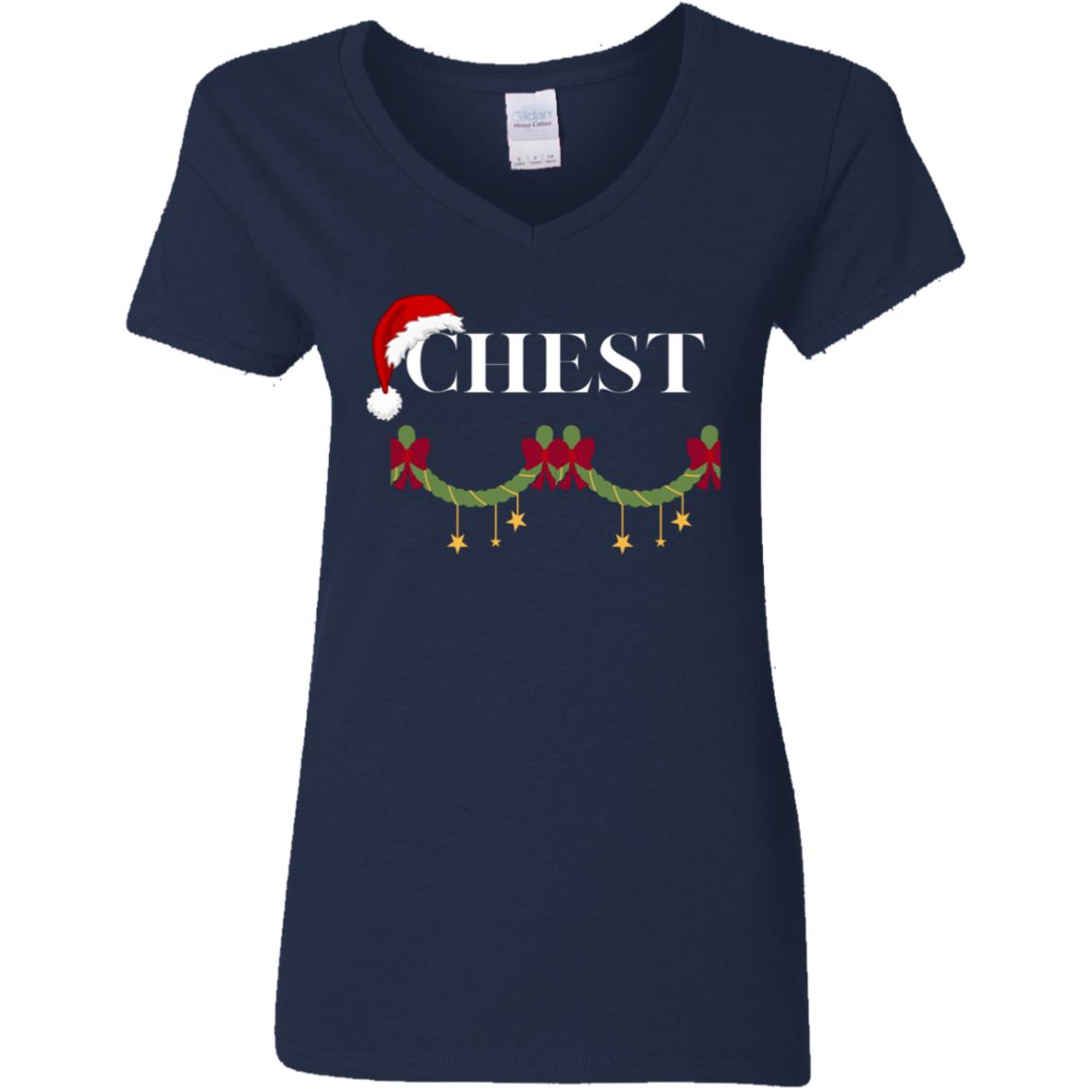 CHEST -- Ladies' 5.3 oz. V-Neck T-Shirt