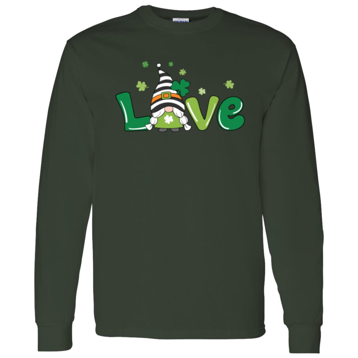 clover love gnome G540 LS T-Shirt 5.3 oz.