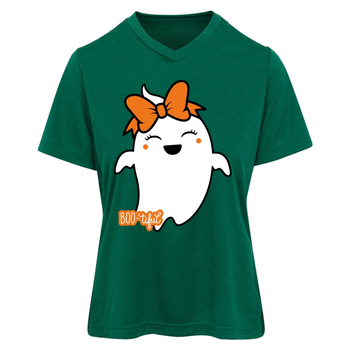 Boo-tiful Ghost with Bow TT11HW Team 365 Womens Sonic Heather Tee