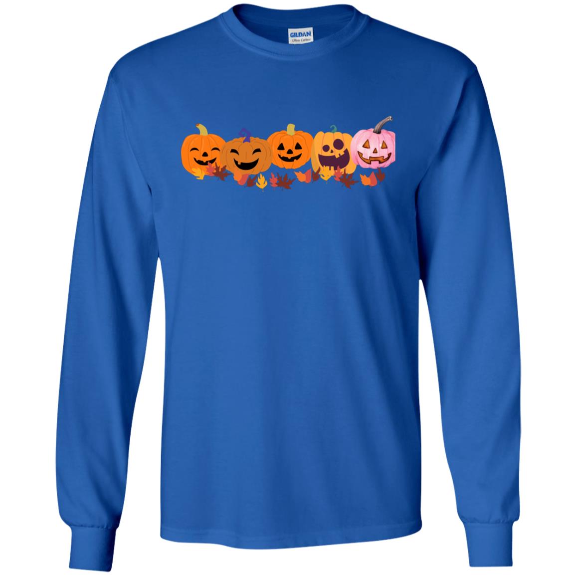 Jack 0 Lanterns in a Row -- Youth LS T-Shirt