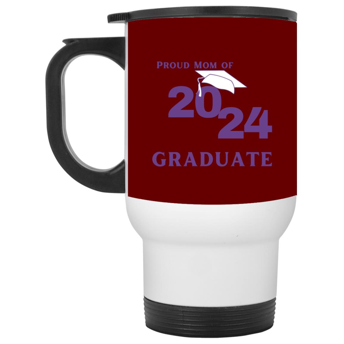 Proud Mom graduate 2024 purple CLOSEOUT - XP8400W White Travel Mug