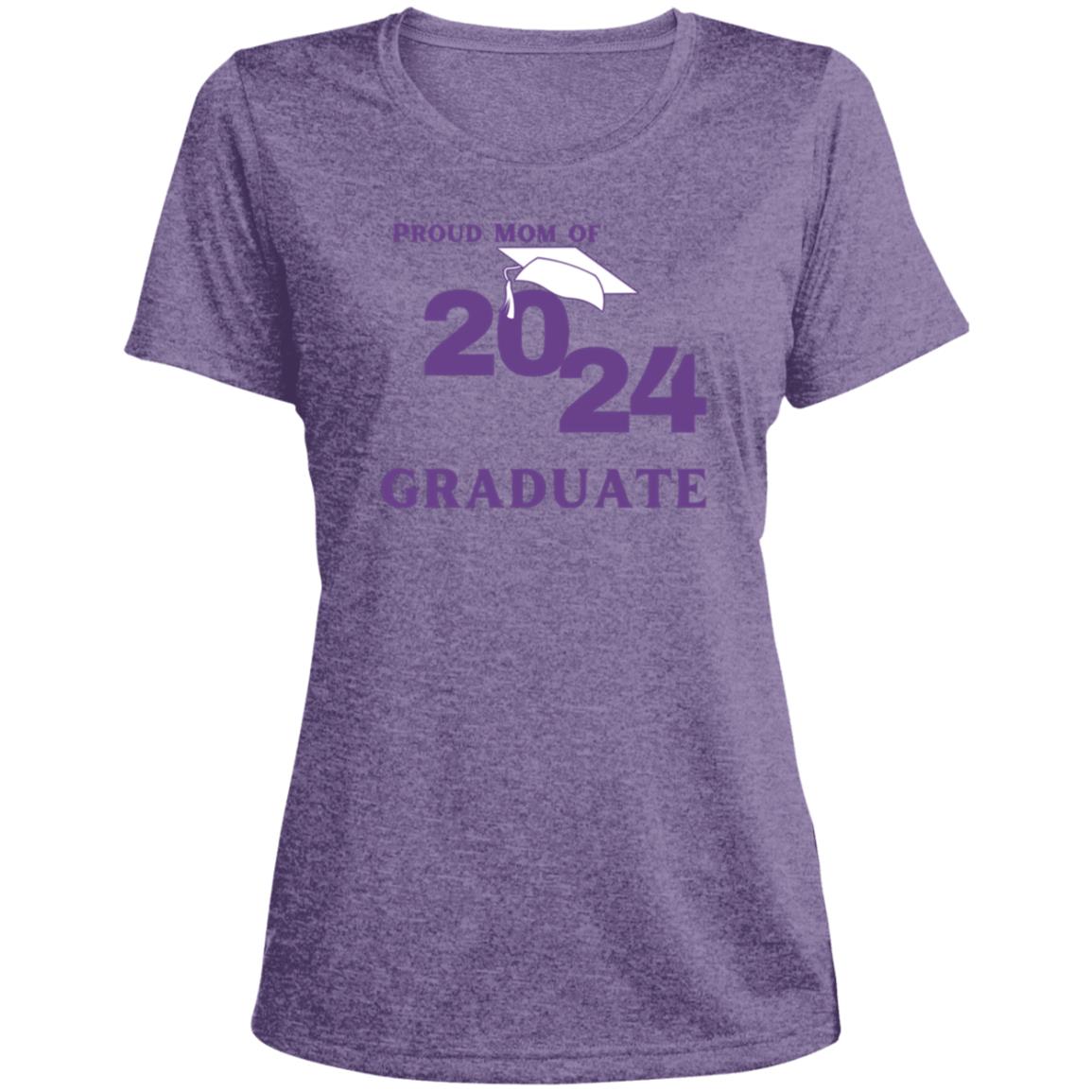 Proud Mom -- Graduate 2024 -- Ladies' Heather Scoop Neck Performance Tee