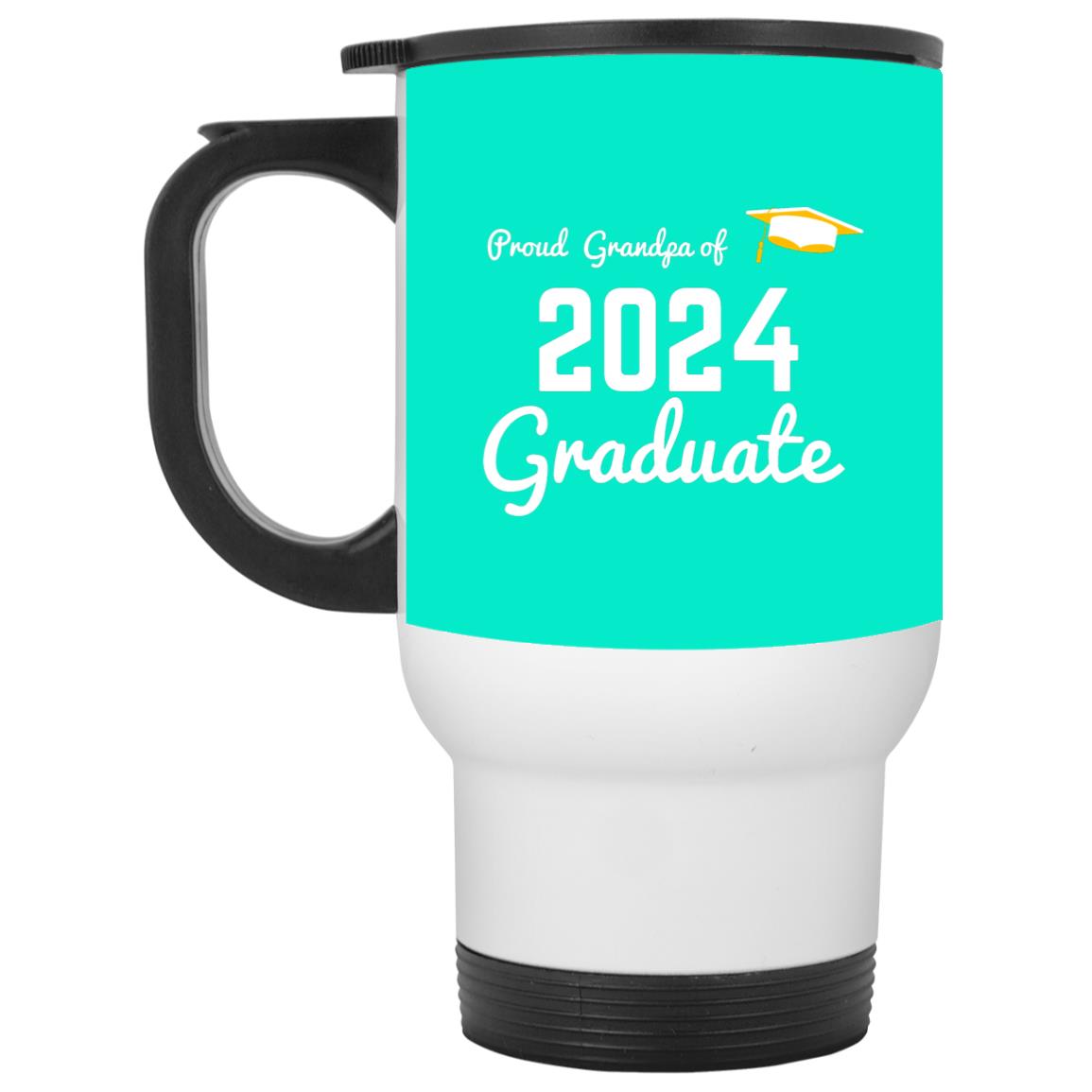 Proud Grandpa -- Graduate 2024 -- White Travel Mug