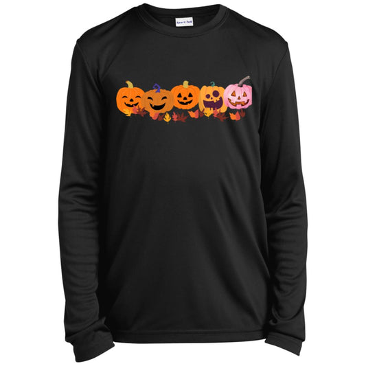 Jack 0 Lanterns in a Row CLOSEOUT --  Youth Long Sleeve Performance Tee