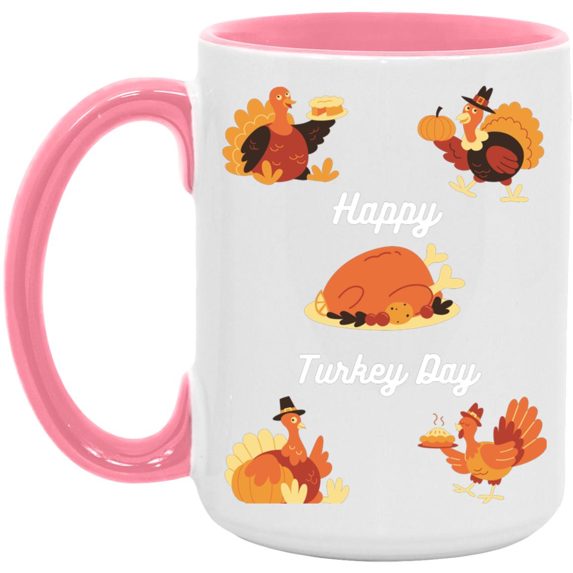 Happy Turkey Day white letters AM15OZ 15oz Accent Mug