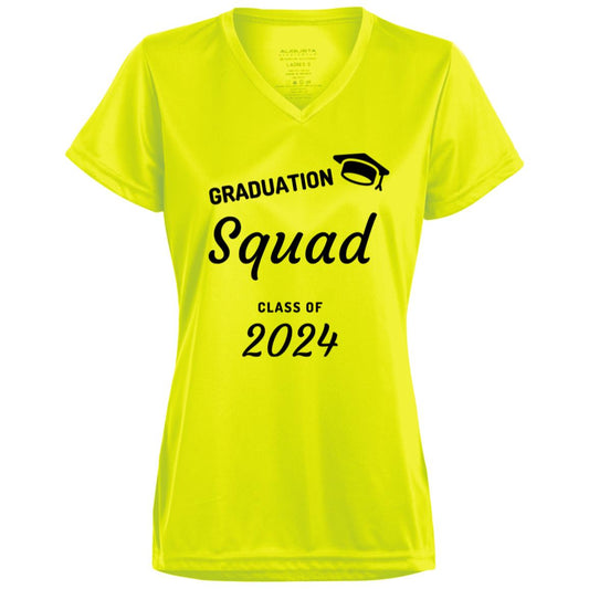 Grad Squad 2024 Black CLOSEOUT - 1790 Ladies’ Moisture-Wicking V-Neck Tee