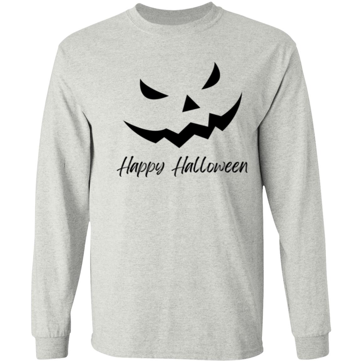 Scary Jack O Lantern Face --  LS T-Shirt 5.3 oz.