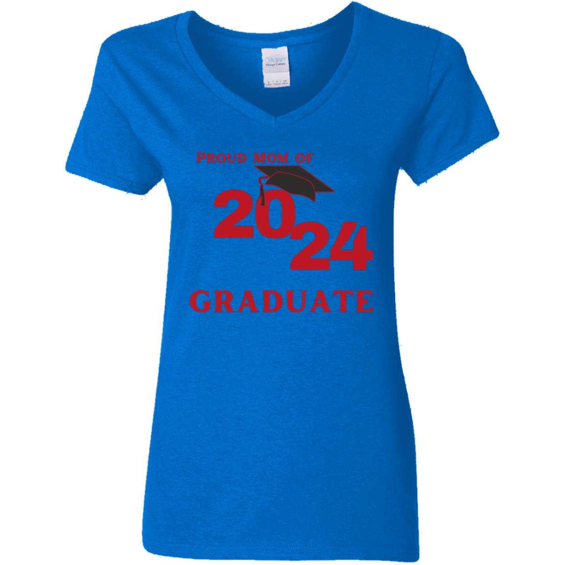 Proud Mom -- Graduate 2024 -- Ladies' V-Neck T-Shirt