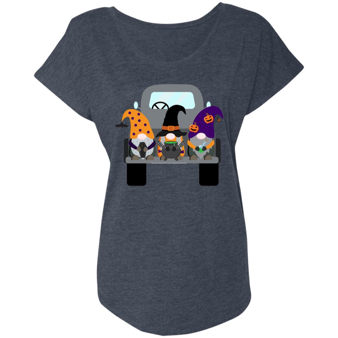 Halloween Gnomes in a Truck NL6760 Ladies' Triblend Dolman Sleeve