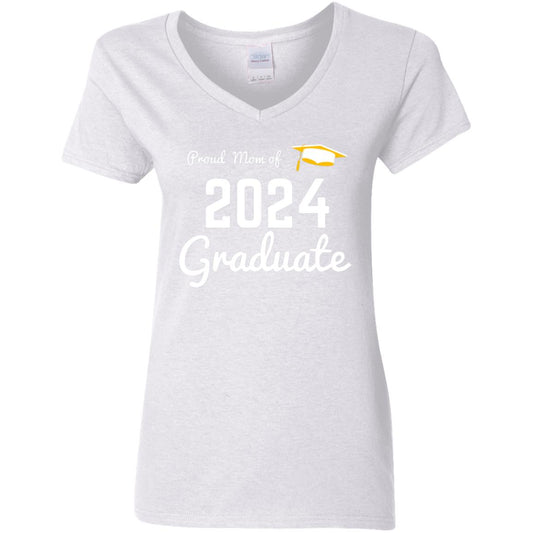 Proud Mom -- 2024 Graduate -- Ladies' V-Neck T-Shirt