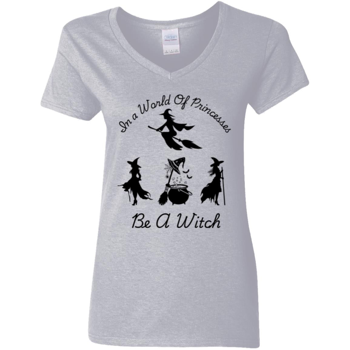 Be a Witch -- Ladies' 5.3 oz. V-Neck T-Shirt