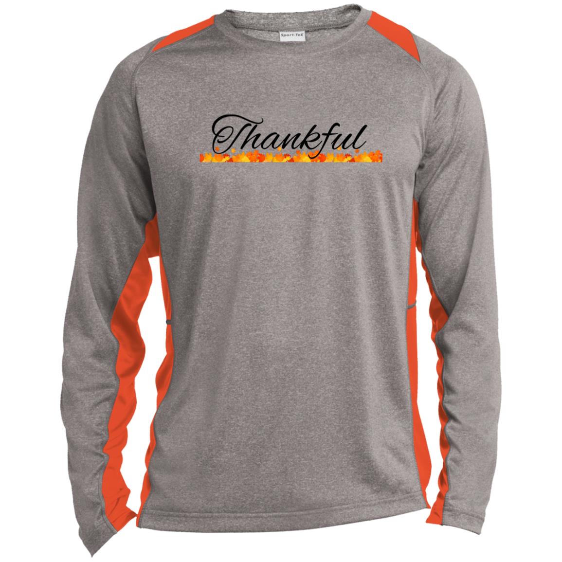 Thankful -- Long Sleeve Heather Colorblo Teeck Performance