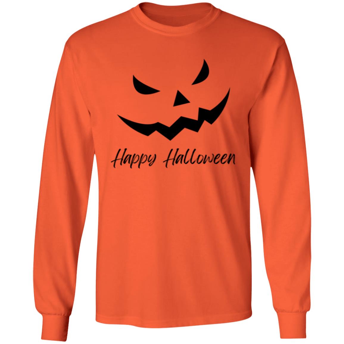 Scary Jack O Lantern Face --  LS T-Shirt 5.3 oz.