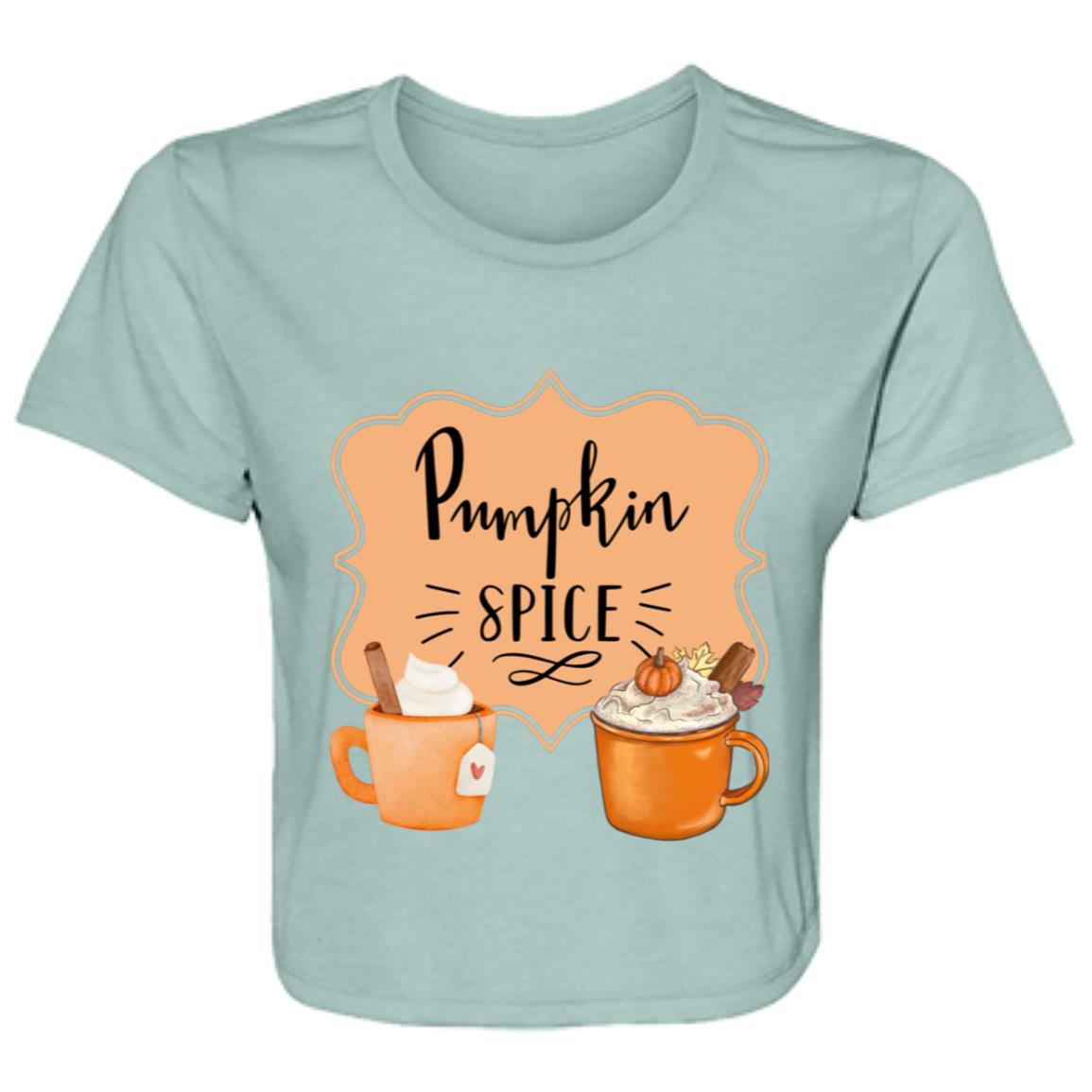 Pumpkin Spice Latte Orangetan Black -- Ladies' Flowy Cropped Tee