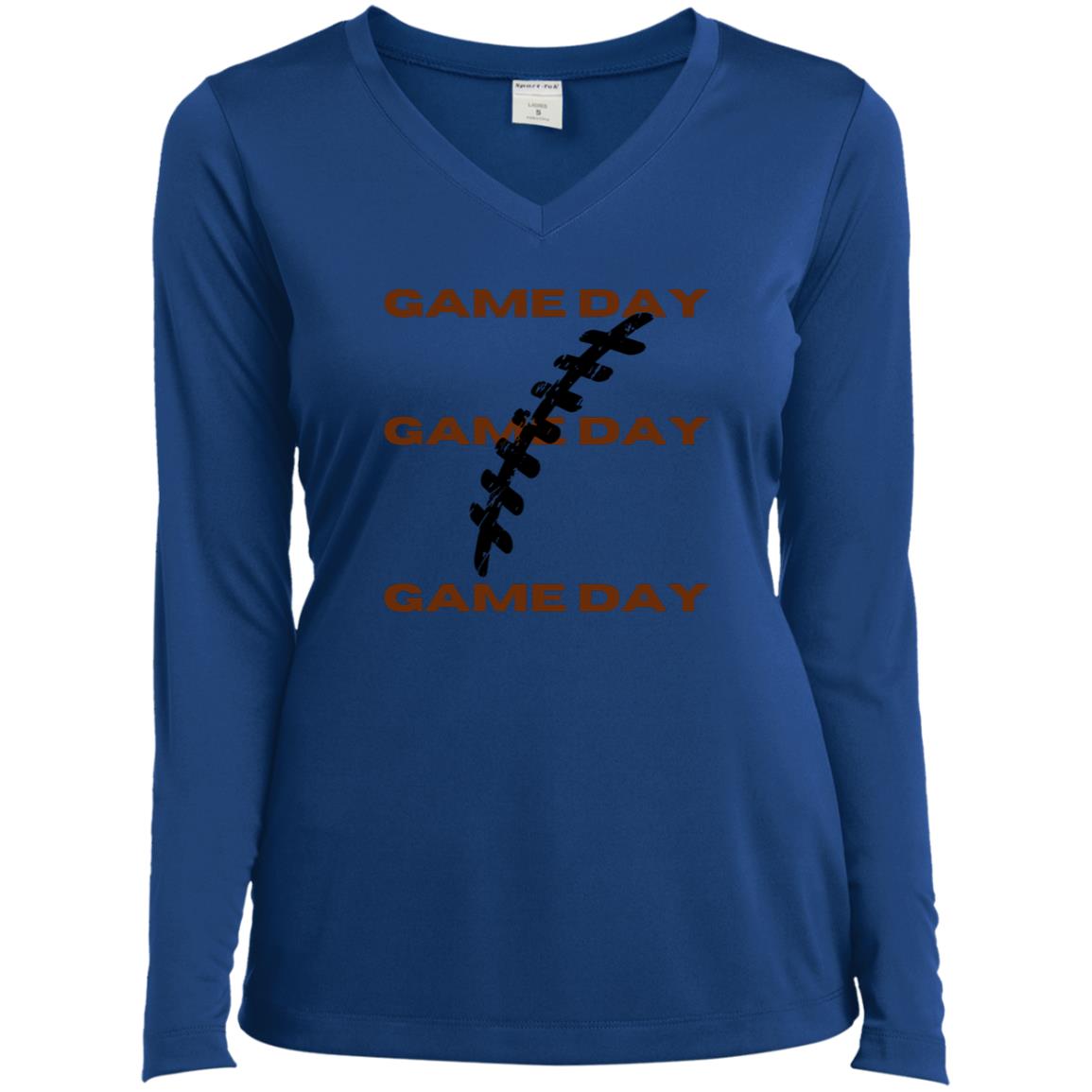 Game Day CLOSEOUT -- Ladies’ Long Sleeve Performance V-Neck Tee