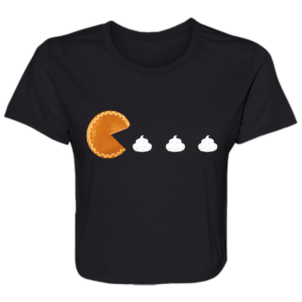 Pumpkin Pac Man -- Ladies' Flowy Cropped Tee