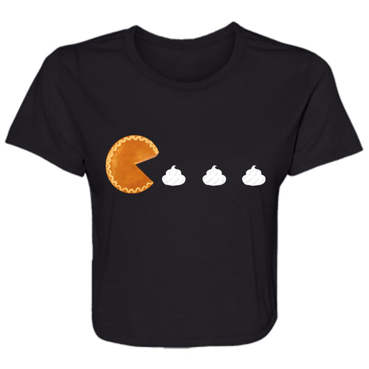 Pumpkin Pac Man -- Ladies' Flowy Cropped Tee