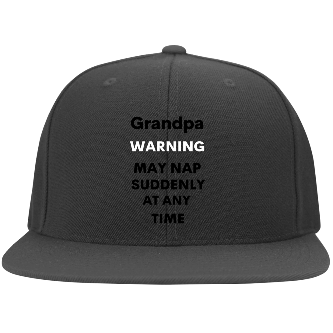 Grandpa naps black 6297F Embroidered Flat Bill Twill Flexfit Cap