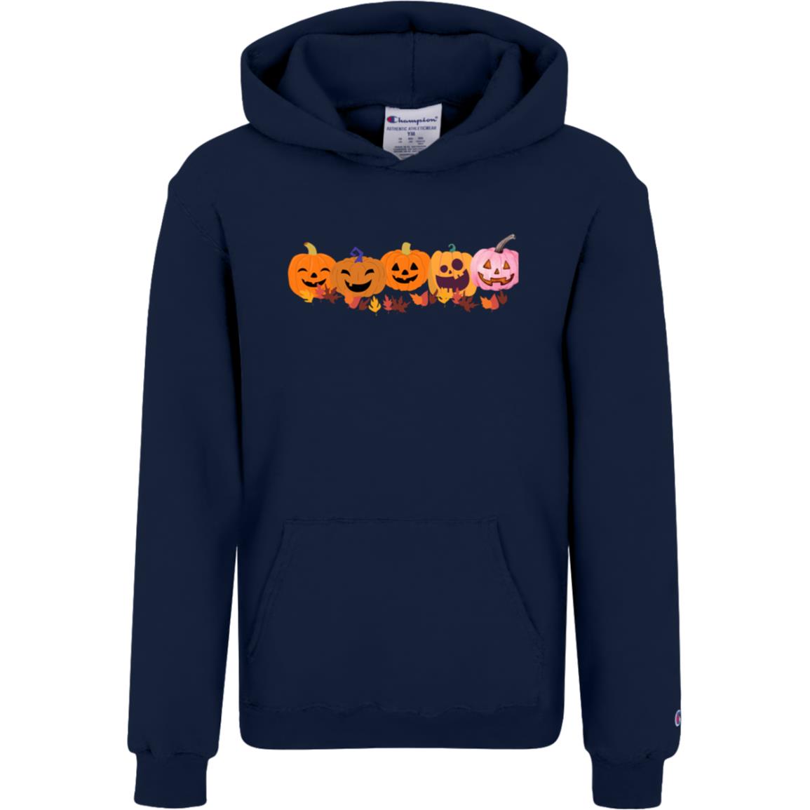 Jack 0 Lanterns in a Row S790 Champion Kids Powerblend Hoodie