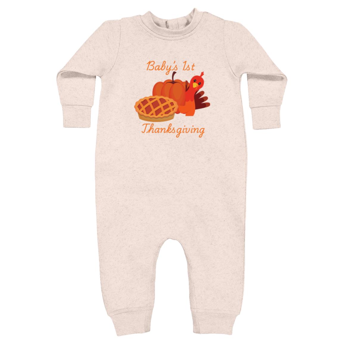 Baby’s 1st Thanksgiving Turkey -- Rabbit Skins Infant Fleece One-Piece Bodysuit