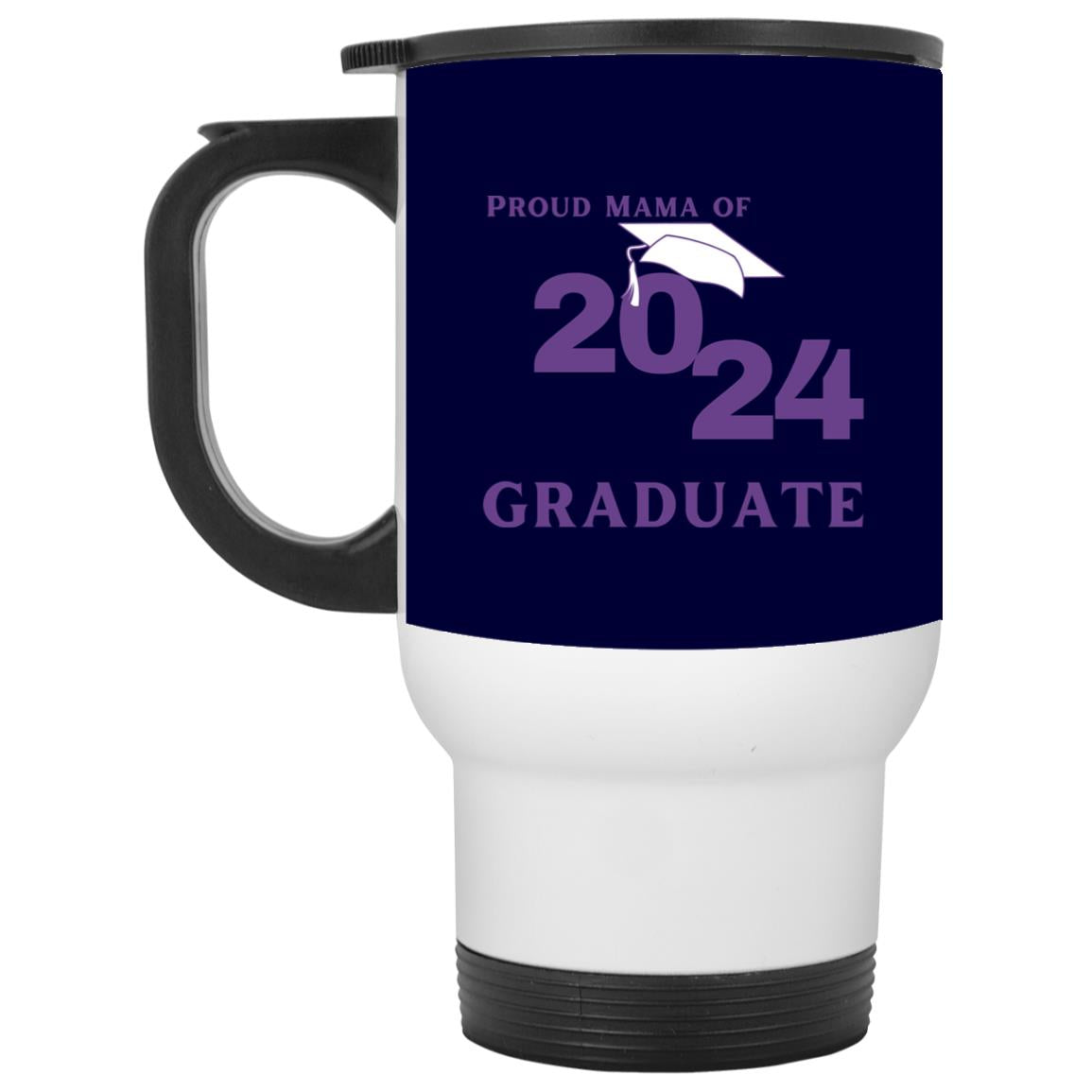 Proud Mama graduate 2024 purple CLOSEOUT - XP8400W White Travel Mug