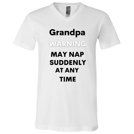 Grandpa naps black 3005 Unisex Jersey SS V-Neck T-Shirt