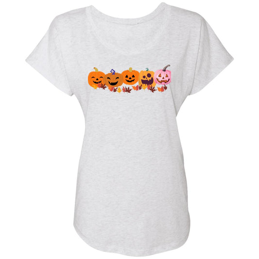 Jack 0 Lanterns in a Row -- Ladies' Triblend Dolman Sleeve