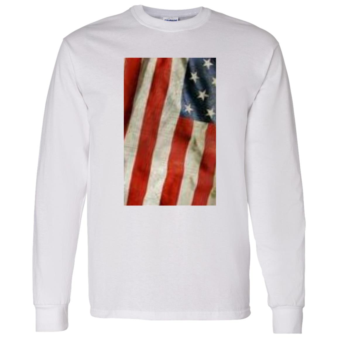 American Flag -- Distressed & Waving -- LS T-Shirt