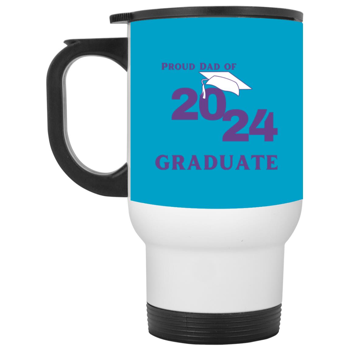 Proud Dad graduate 2024 purple CLOSEOUT - XP8400W White Travel Mug