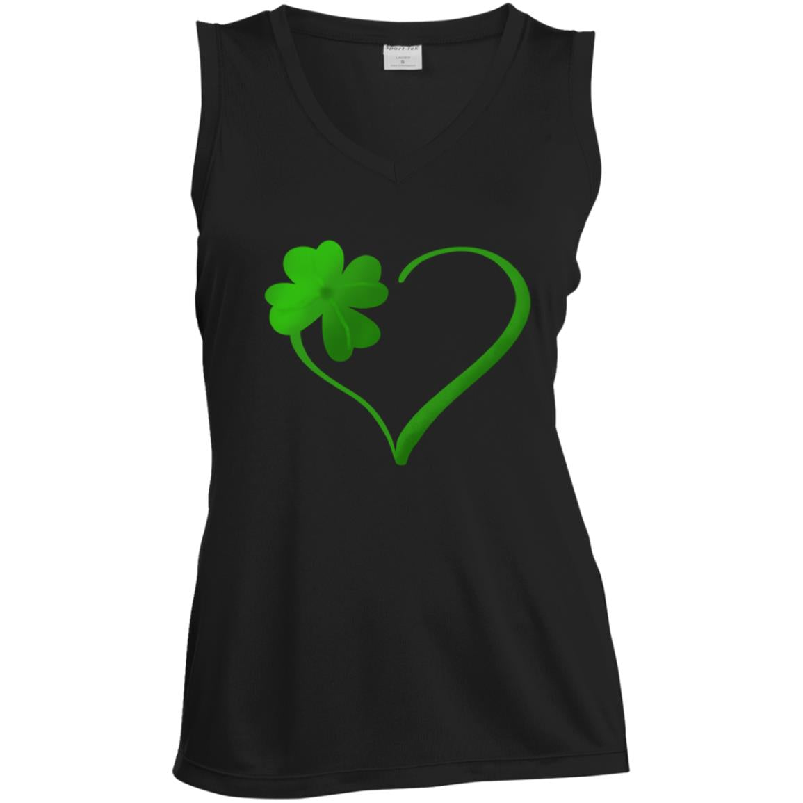 Clover Heart -- Ladies' Sleeveless V-Neck Performance Tee