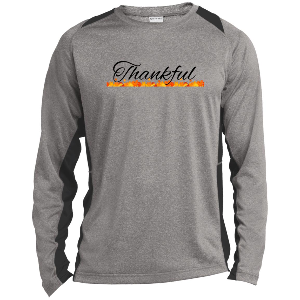 Thankful -- Long Sleeve Heather Colorblo Teeck Performance