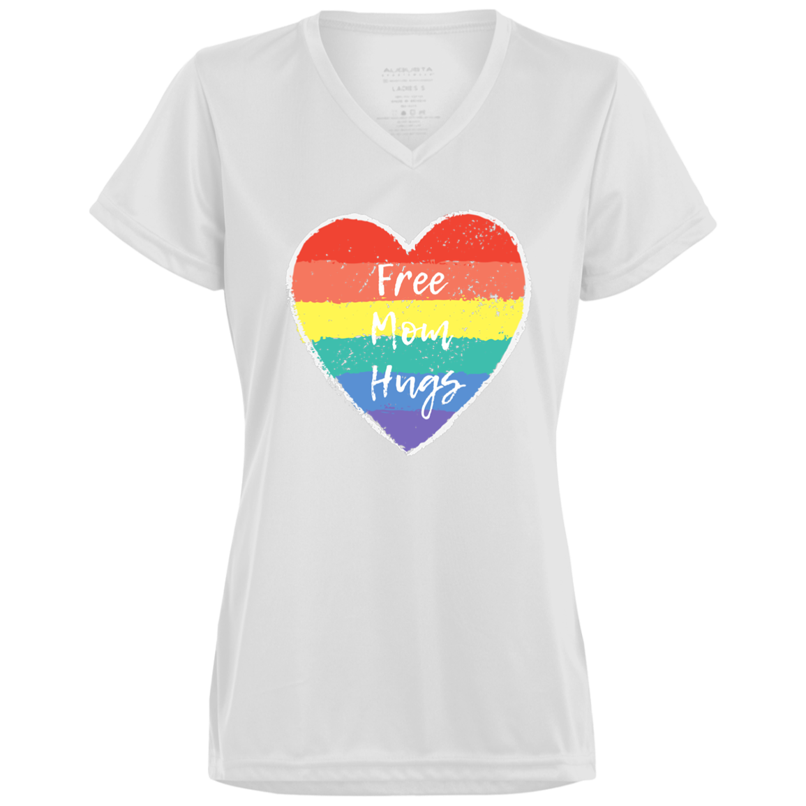 Free Mom Hug -- Ladies’ Moisture-Wicking V-Neck Tee