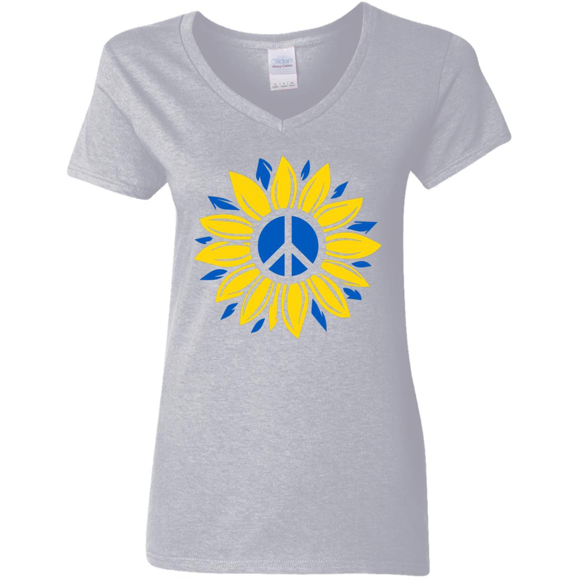 Peace flower t-shirt G500VL Ladies' 5.3 oz. V-Neck T-Shirt