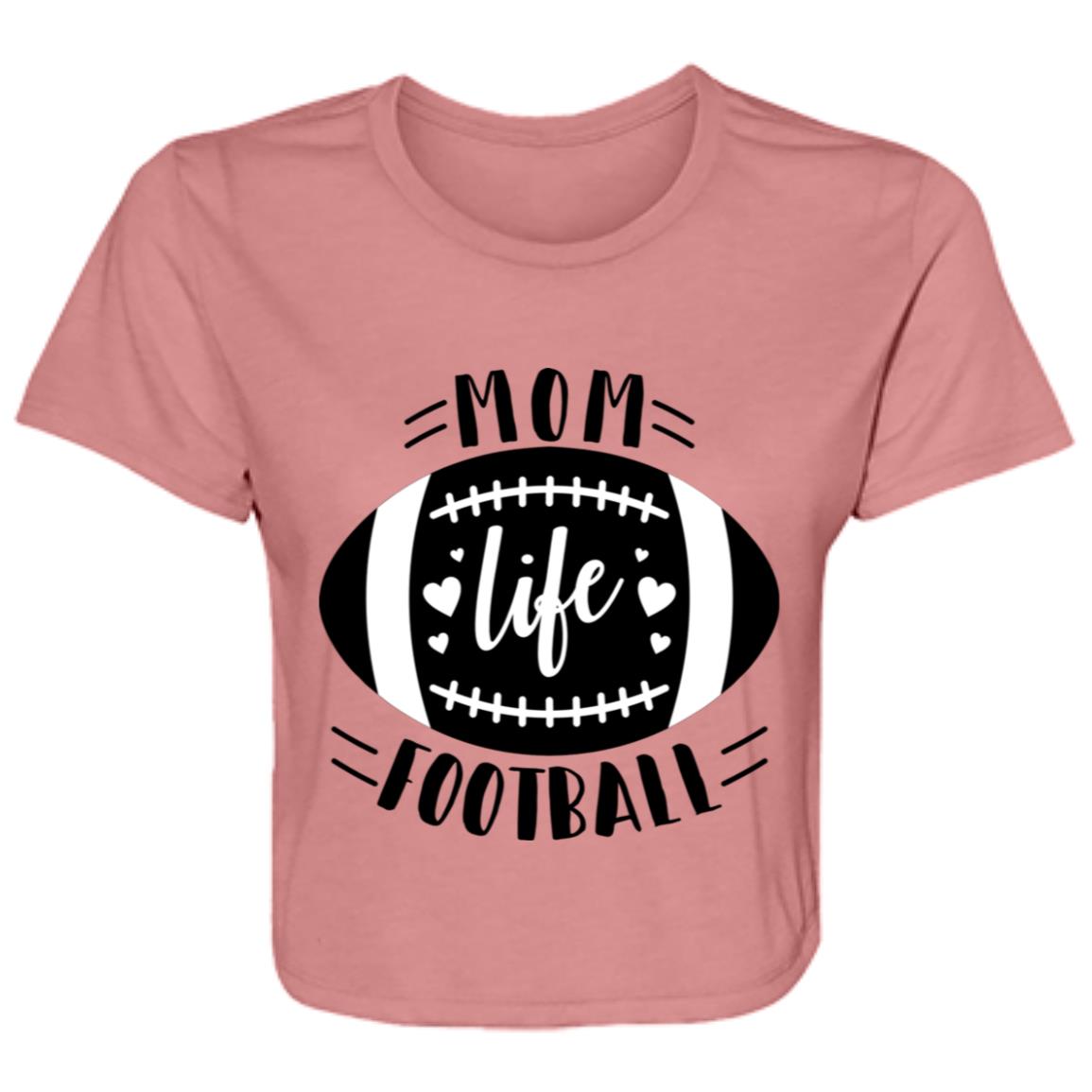 Football My Mom Life -- Ladies' Flowy Cropped Tee